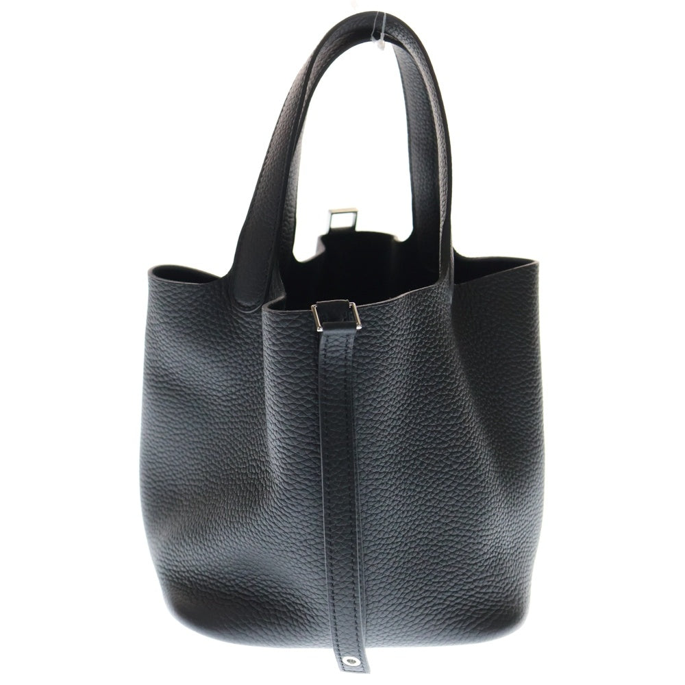 HERMES(エルメス) ピコタンロックMM トリヨンクレマンス レザー ハンドバッグ シルバー金具 ブラック K刻印