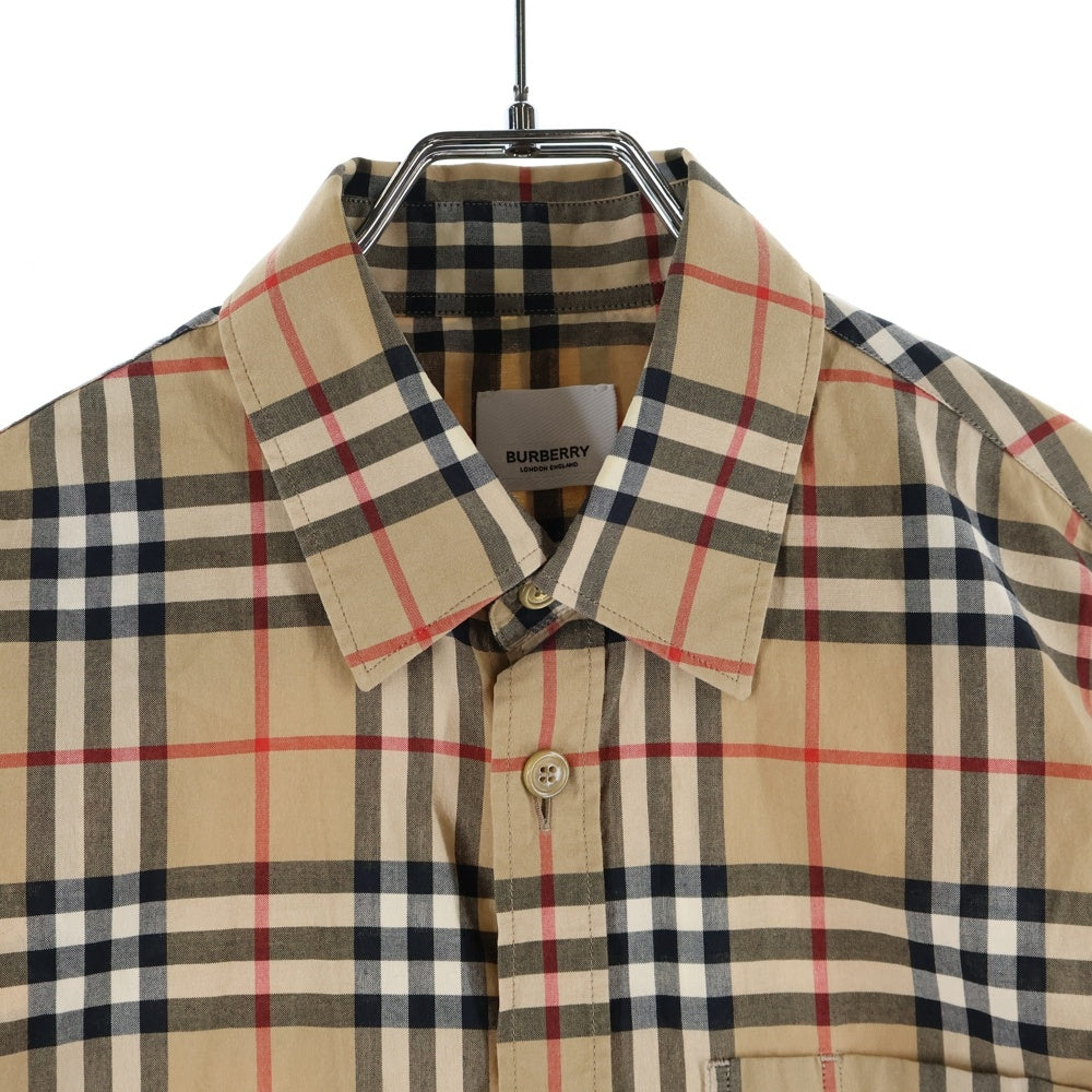 BURBERRY(バーバリー) ノバチェック総柄 ロゴプリント コットン 長袖