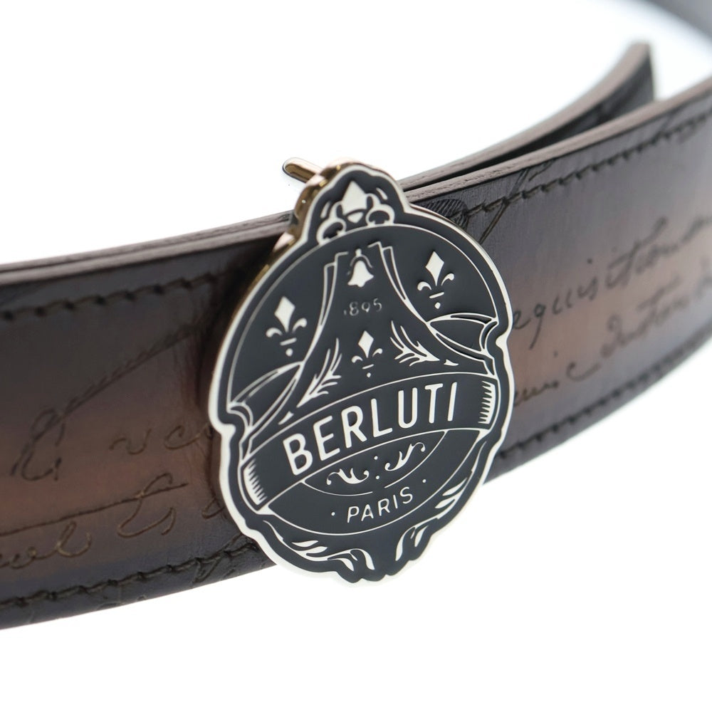 ⭐︎BERLUTI ベルルッティ　ネームタグ　スクリット　ダークブラウン Berluti（ベルルッティ） 希少 フランス製 スクリット カリグラフィ