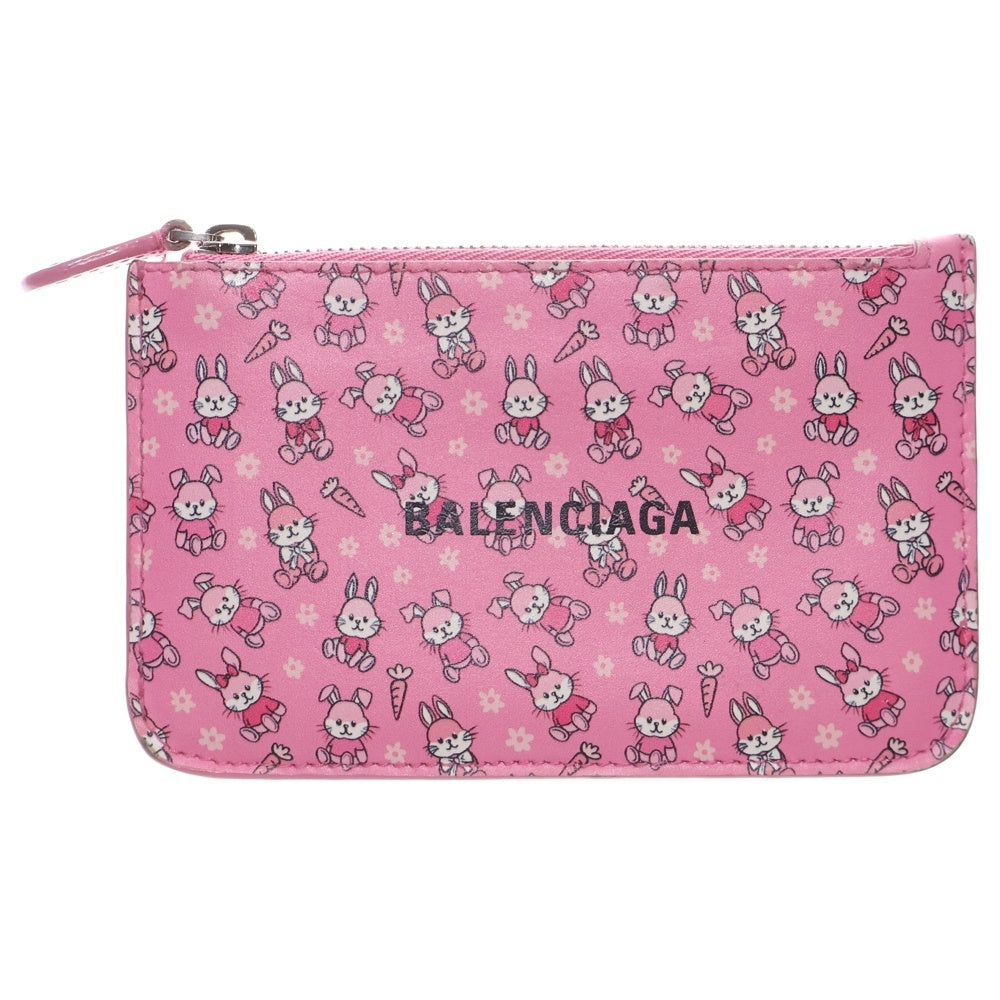 BALENCIAGA(バレンシアガ) bunny new year 2023 ウサギ柄 フラグメントケース カードケース 名刺入れ ピンク レザー 637130 シルバー金具 レディース