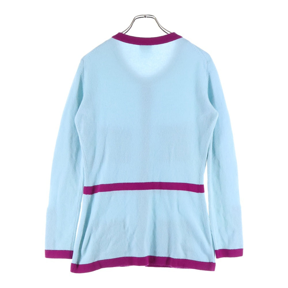 CHANEL(シャネル) 95AW ココマークボタン バイカラー カシミヤニット クルーネック カーディガン ジャケット ライトブルー/パープル レディース PO5223VO0244