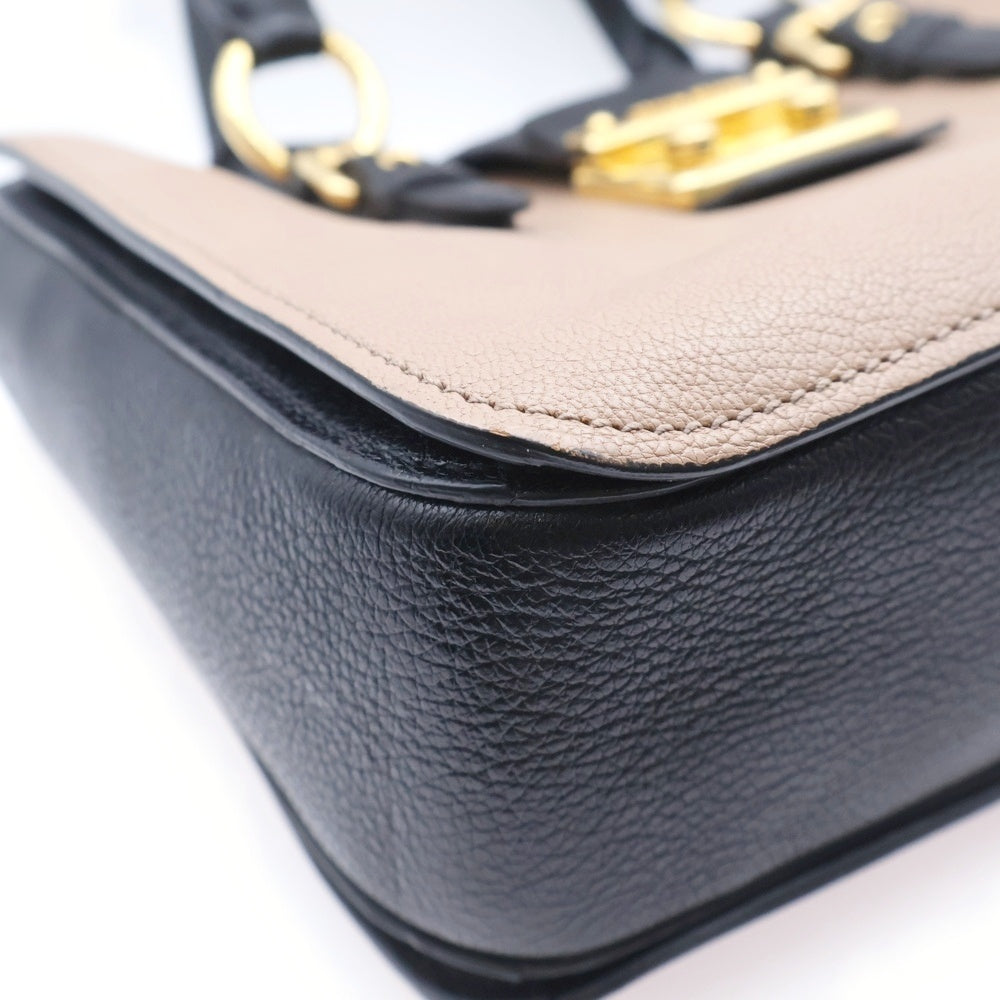 miumiu(ミュウミュウ) マドラス ハンドバッグ トートバッグ バイカラー ブラック×ピンクベージュ レザー ゴールド金具 レディース