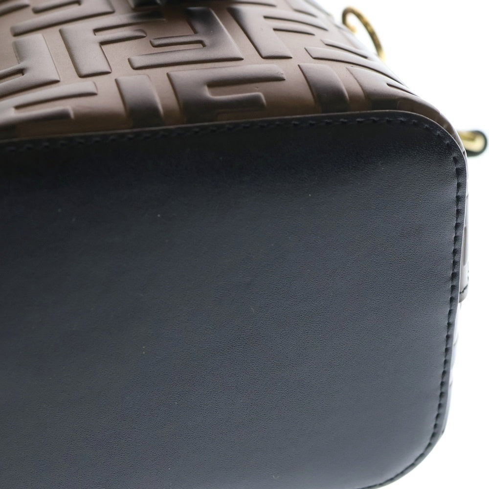 FENDI(フェンディ) モントレゾール ミニショルダーバッグ ブラック×ブラウン ズッカ柄 エナメル 8BS010