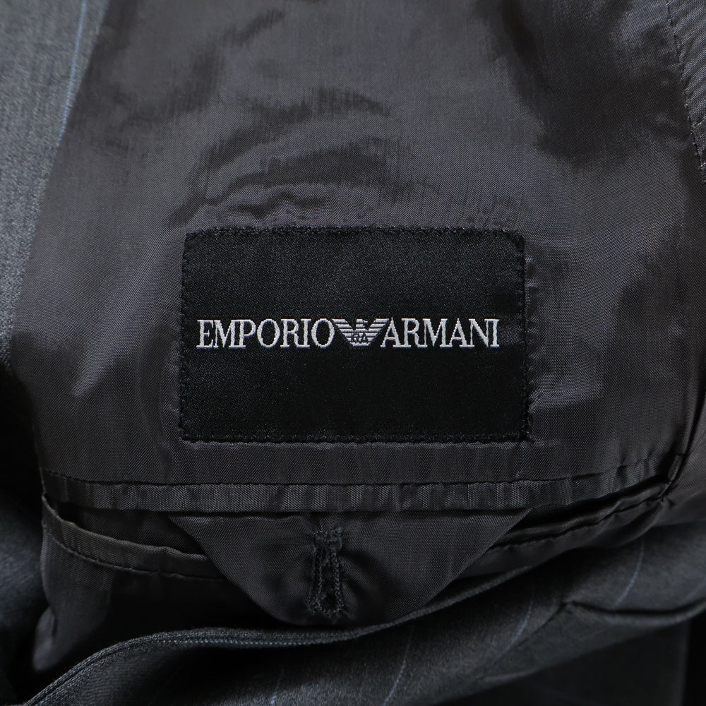 EMPORIO ARMANI(エンポリオアルマーニ) セットアップスーツ ストライプ総柄 ウール 3B テーラードジャケット ノータック スラックスパンツ グレー