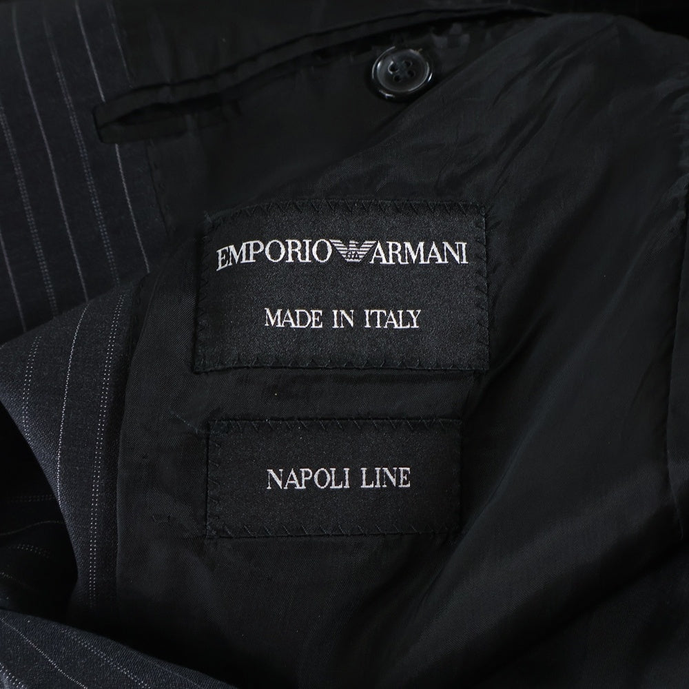 EMPORIO ARMANI(エンポリオアルマーニ) セットアップスーツ ストライプ総柄 ウール 2B テーラードジャケット ノータック スラックスパンツ グレー