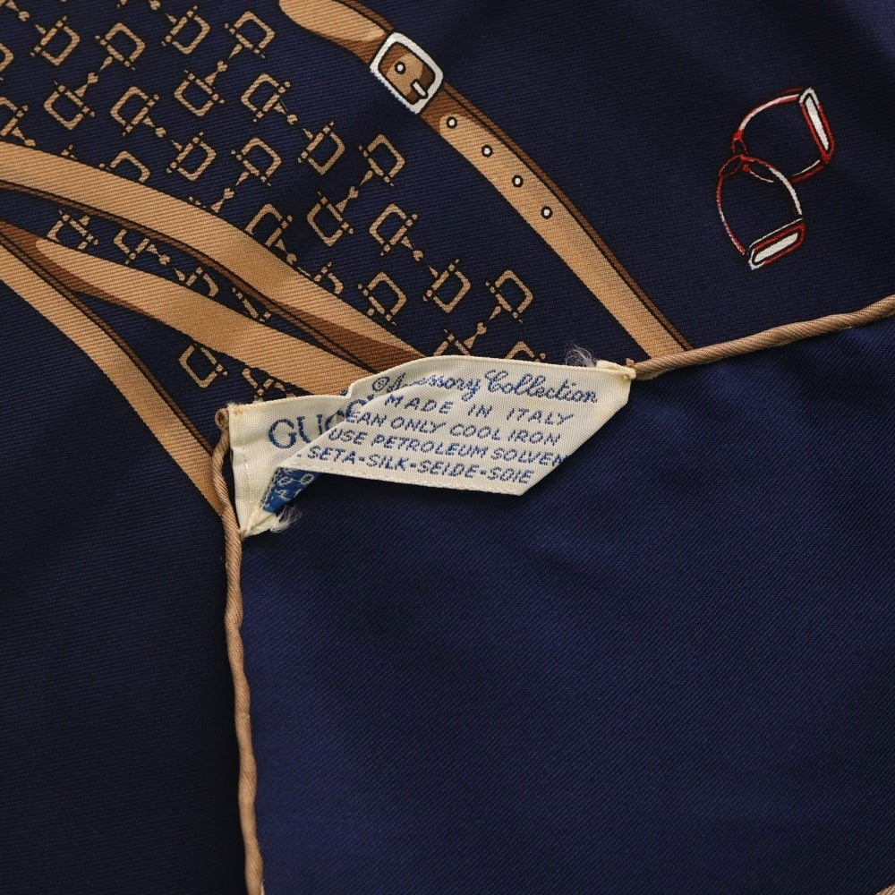 GUCCI(グッチ) スカーフ ネイビー シルク レディース