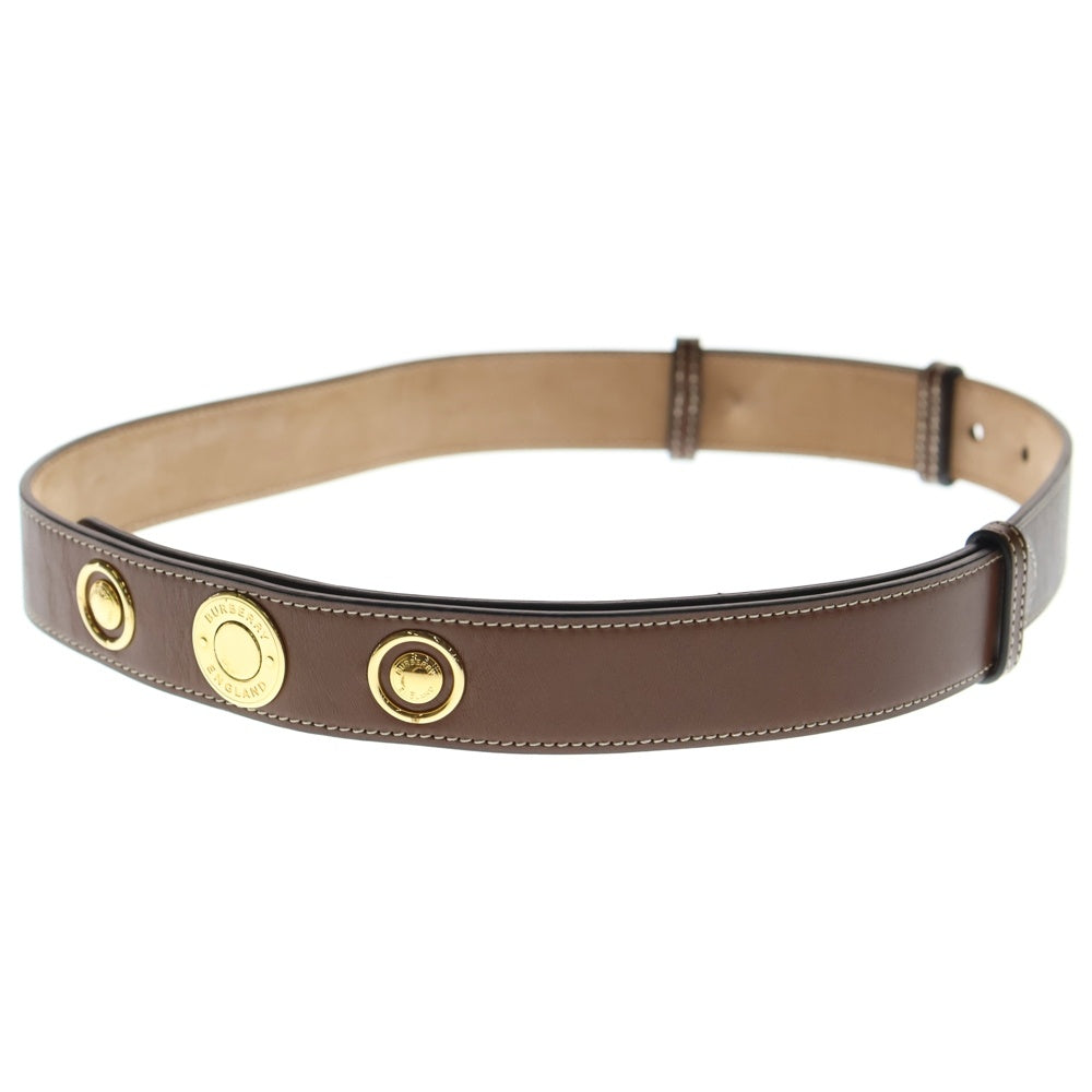 BURBERRY(バーバリー) ロゴ スナップボタン レザー ベルト ゴールド金具 ブラウン 8019719