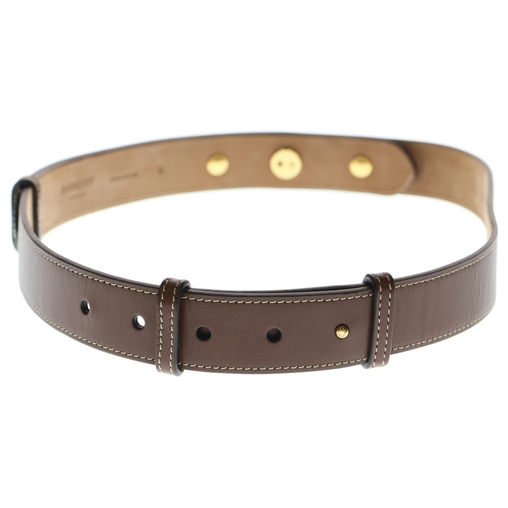 BURBERRY(バーバリー) ロゴ スナップボタン レザー ベルト ゴールド金具 ブラウン 8019719