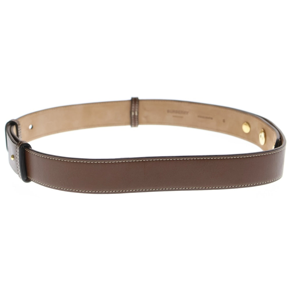 BURBERRY(バーバリー) ロゴ スナップボタン レザー ベルト ゴールド金具 ブラウン 8019719