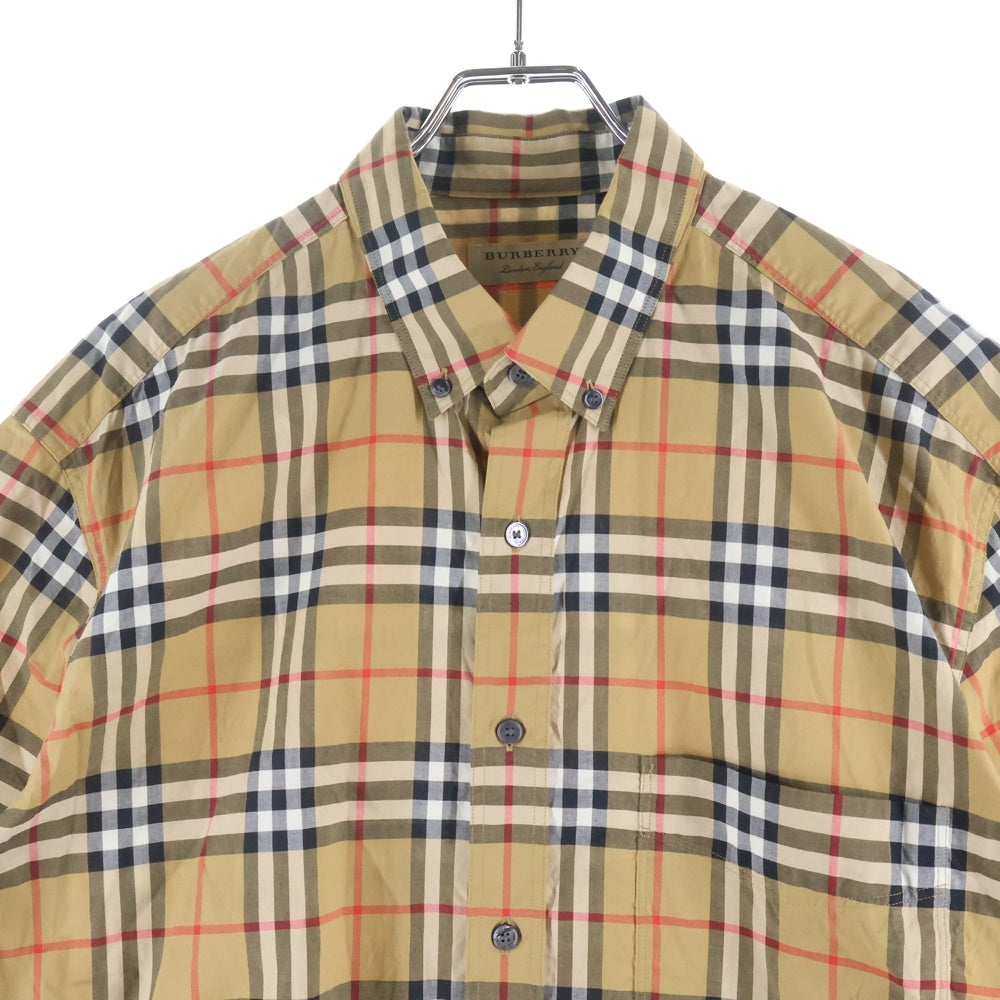 BURBERRY(バーバリー) ノバチェック総柄 ボタンダウン 半袖シャツ ベージュ 8002927