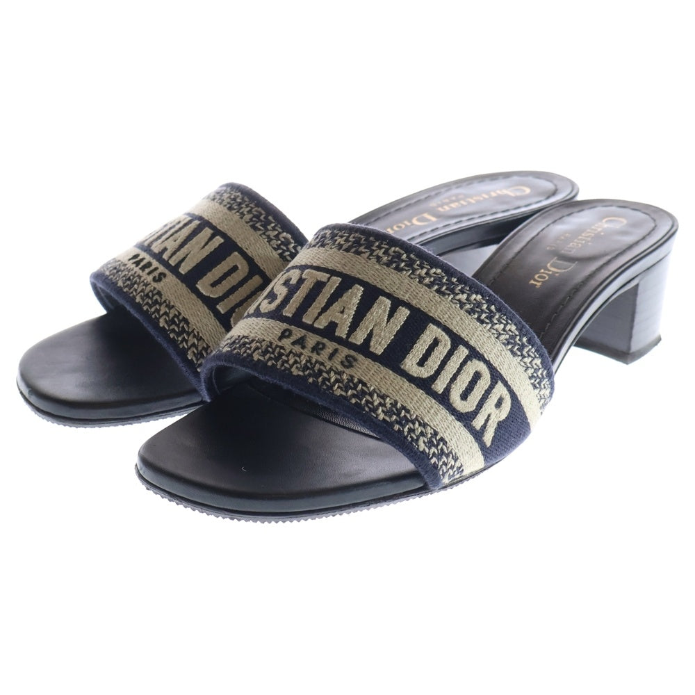 Christian Dior(クリスチャンディオール) DWAY サンダル ネイビー キャンバス×レザー #36 レディース
