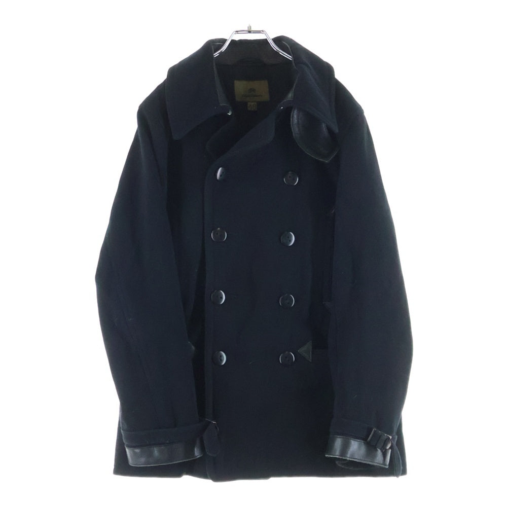 NIGEL CABOURN(ナイジェルケーボン) レザー切替ウールピーコート ブラック 8020030100
