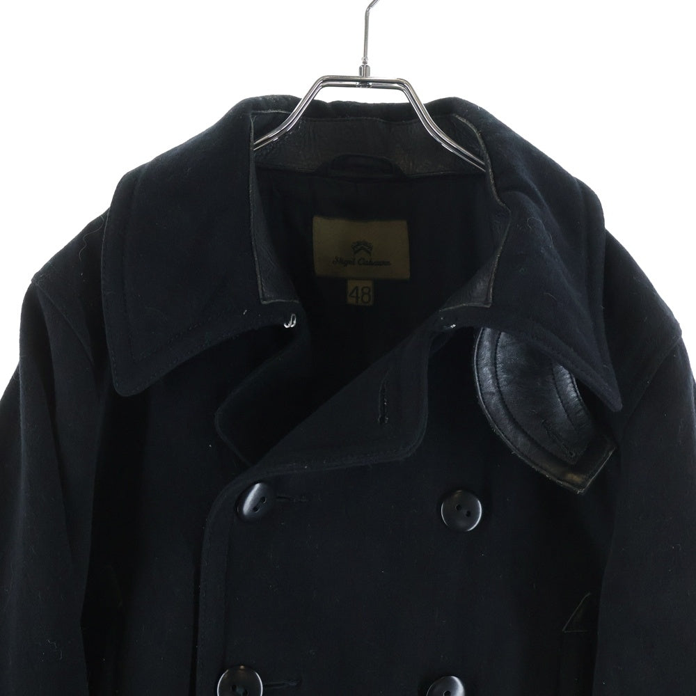 NIGEL CABOURN(ナイジェルケーボン) レザー切替ウールピーコート ブラック 8020030100