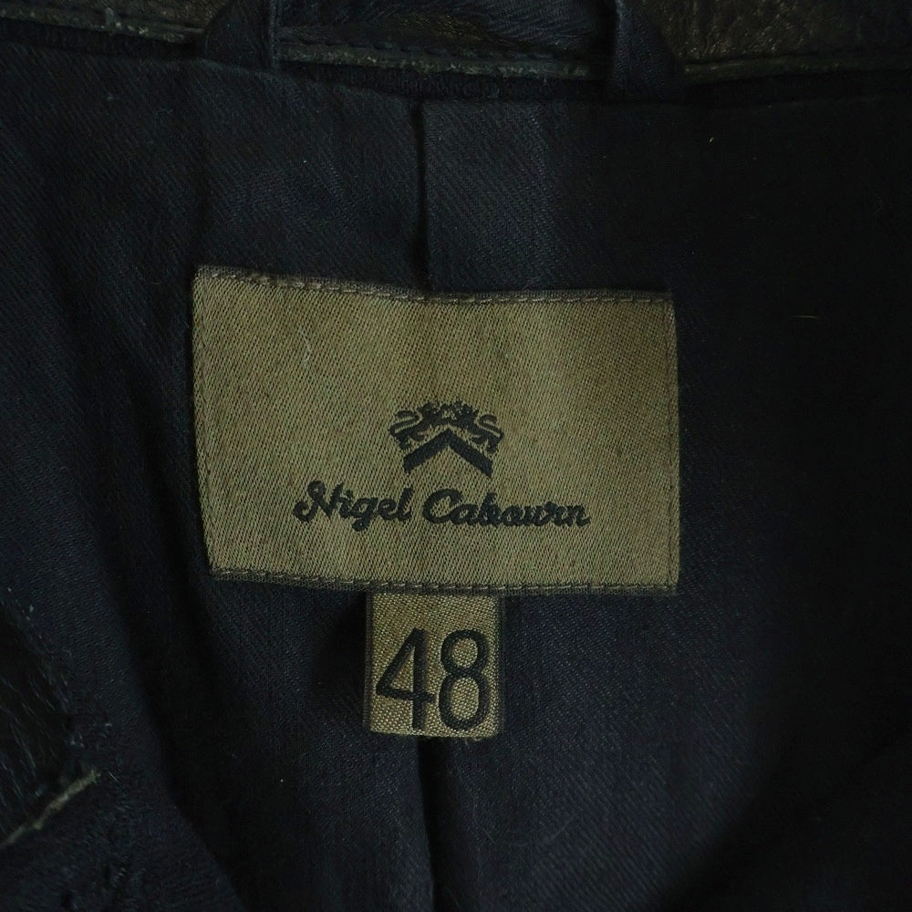 NIGEL CABOURN(ナイジェルケーボン) レザー切替ウールピーコート ブラック 8020030100