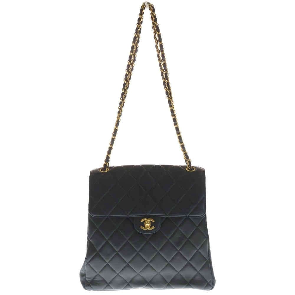 CHANEL(シャネル) マトラッセ ダブルフェイス チェーンショルダーバッグ ブラック ラムスキン ゴールド金具 レディース