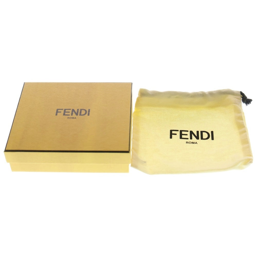 FENDI(フェンディ) ラビオロ ロゴ バッグチャーム ポーチ ケース イエロー レザー シルバー金具