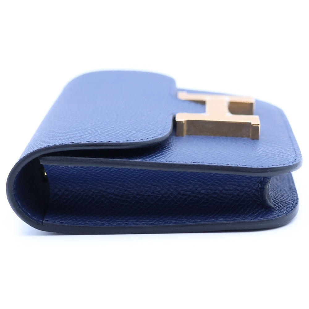 HERMES(エルメス) コンスタンススリム ブルーネイビー ヴォーエプソン ゴールド金具 W刻 コンパクトウォレット レディース