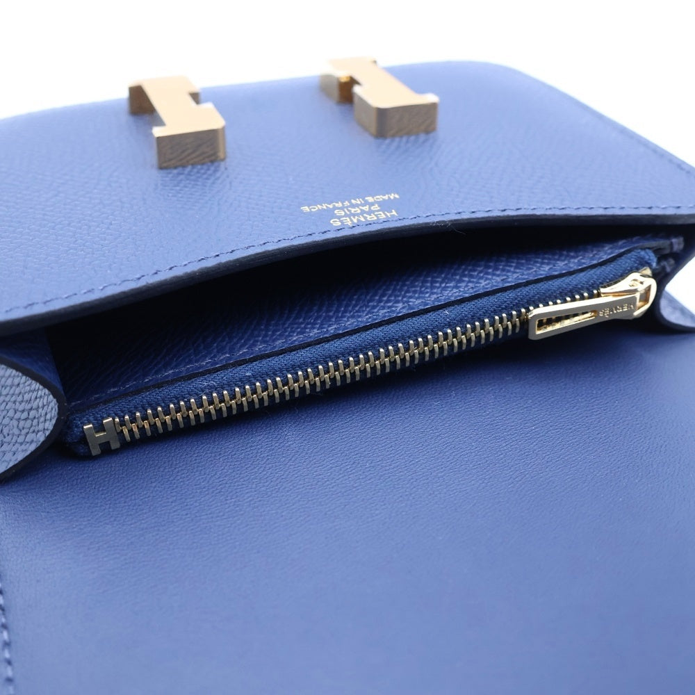 HERMES(エルメス) コンスタンススリム ブルーネイビー ヴォーエプソン ゴールド金具 W刻 コンパクトウォレット レディース