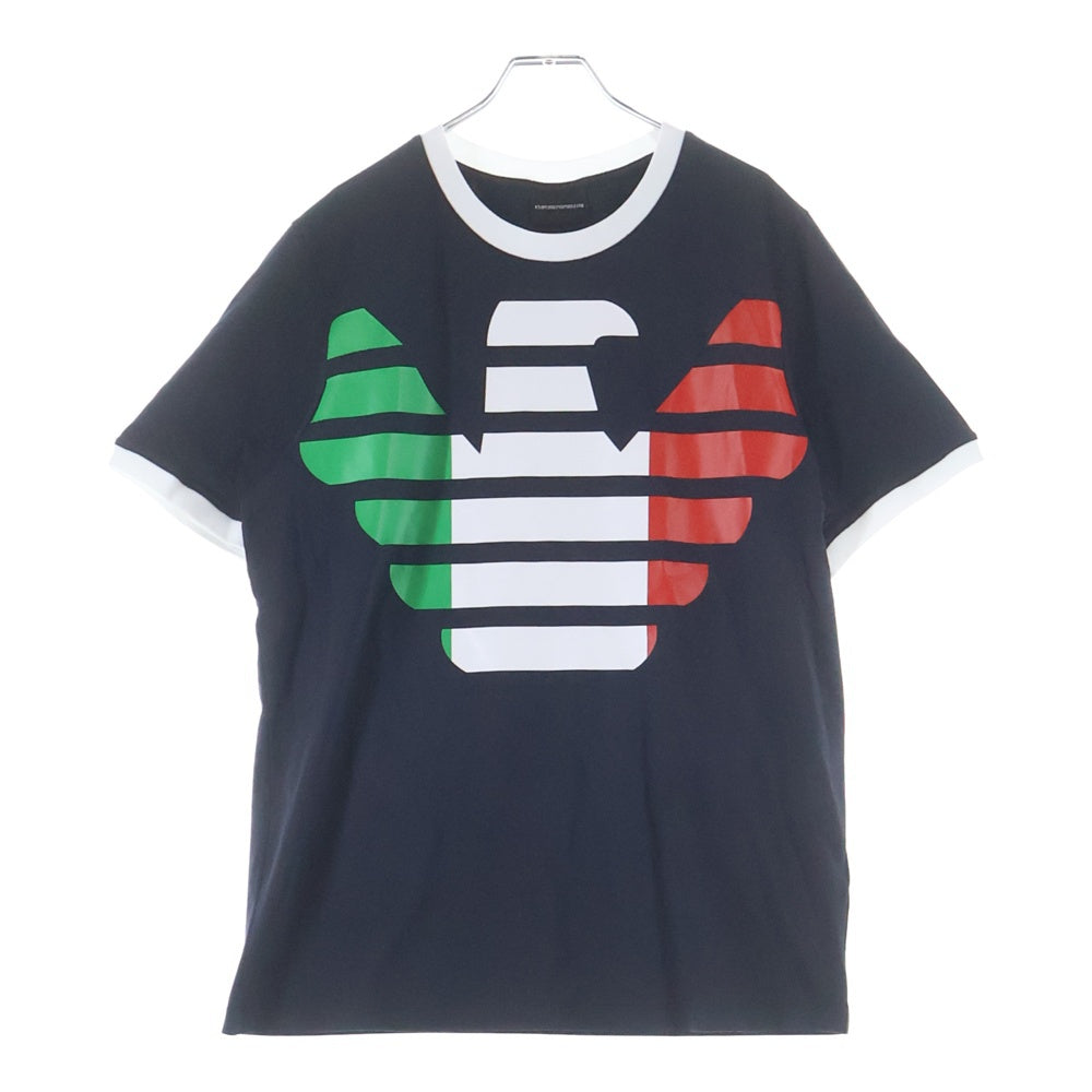 EMPORIO ARMANI(エンポリオアルマーニ) ITA エンブレムプリント 半袖Tシャツ カットソー ブラック 3H1T9H 1J91Z
