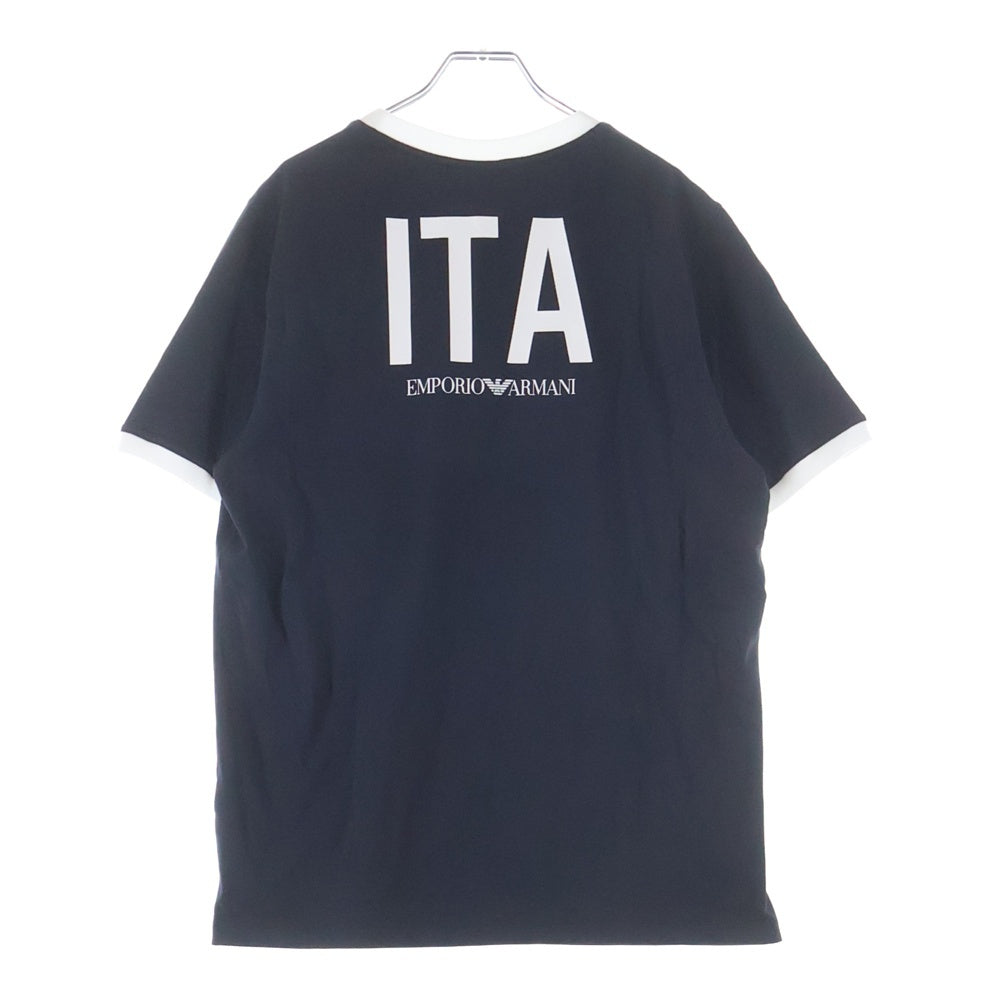 EMPORIO ARMANI(エンポリオアルマーニ) ITA エンブレムプリント 半袖Tシャツ カットソー ブラック 3H1T9H 1J91Z