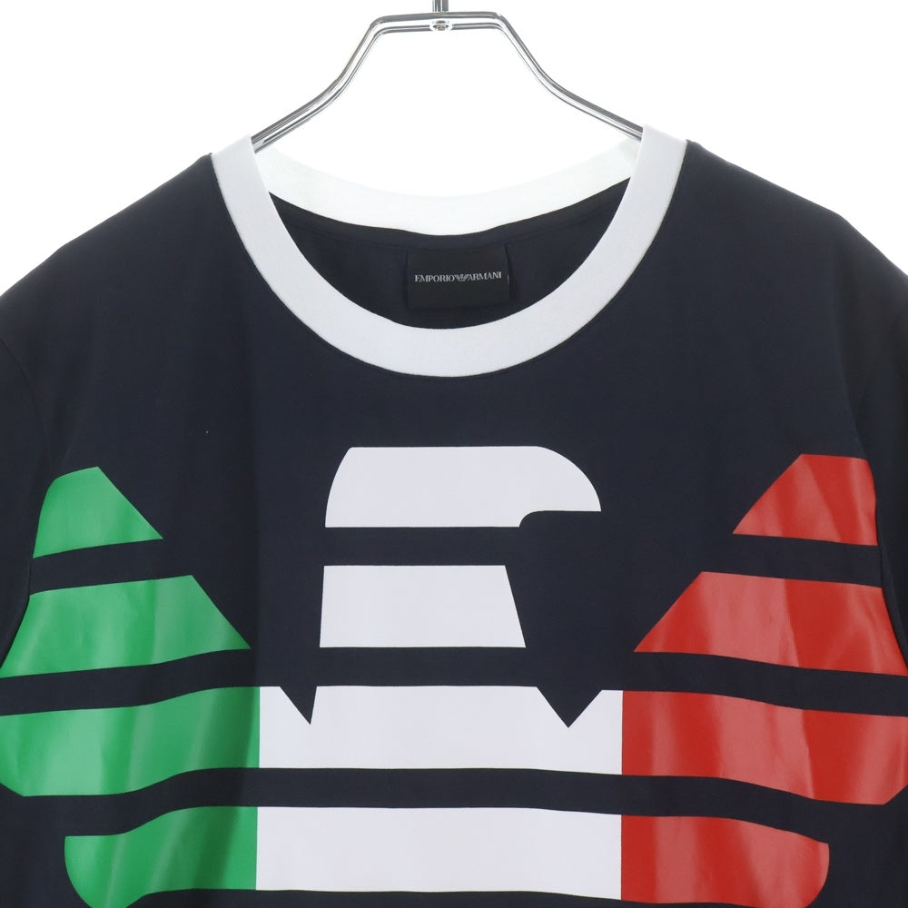 EMPORIO ARMANI(エンポリオアルマーニ) ITA エンブレムプリント 半袖Tシャツ カットソー ブラック 3H1T9H 1J91Z