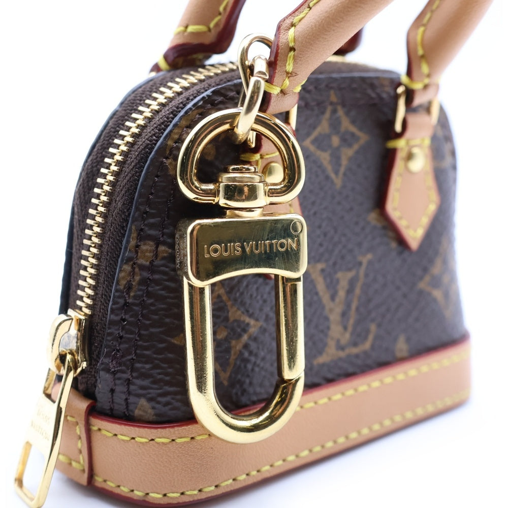 LOUIS VUITTON(ルイヴィトン) モノグラム バッグチャーム ミニバッグ 小物入れ ブラウン ミクロ アルマ レザー×PVC M00995 ゴールド金具