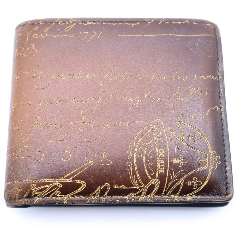 Berluti(ベルルッティ) マコレ コンパクトウォレット 二つ折り財布 カードケース ブラウン パティーヌ レザー