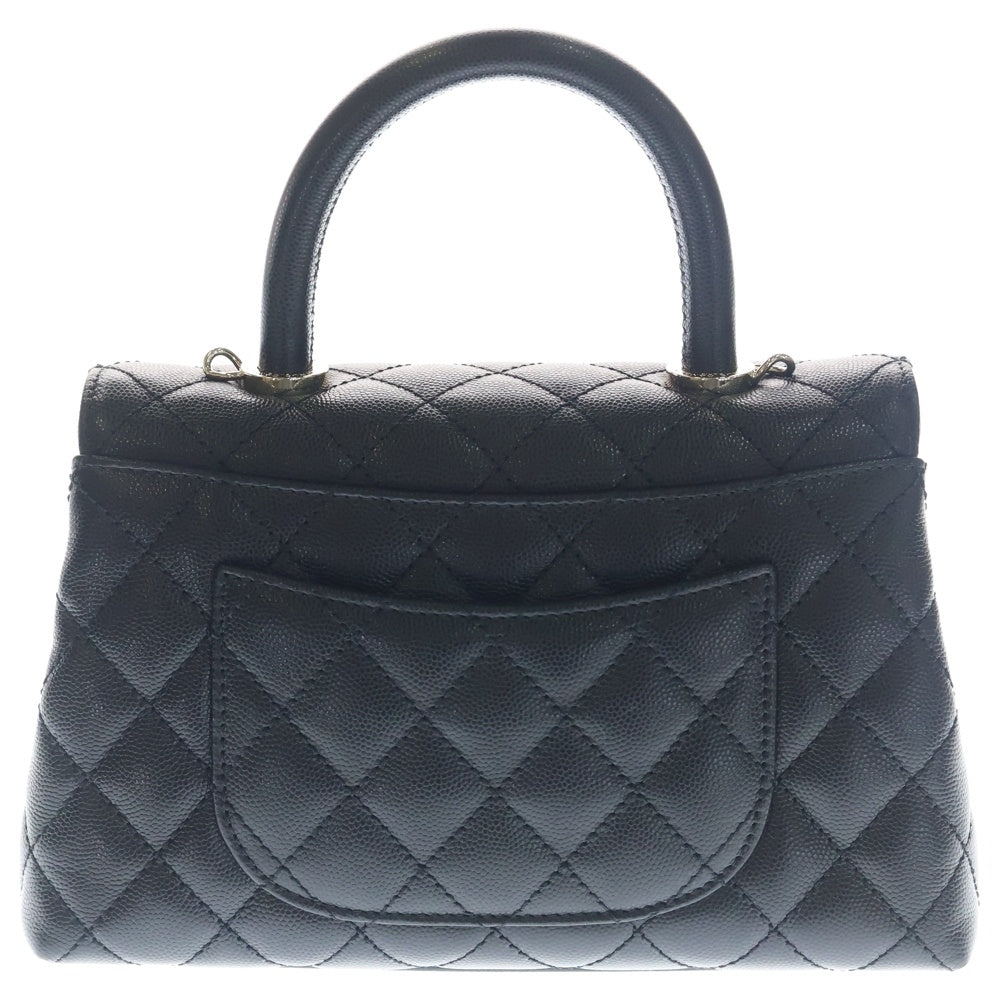 CHANEL(シャネル) ココハンドル チェーンショルダーバッグ ブラック キャビアスキン ハンドバッグ ゴールド金具 A92990 レディース