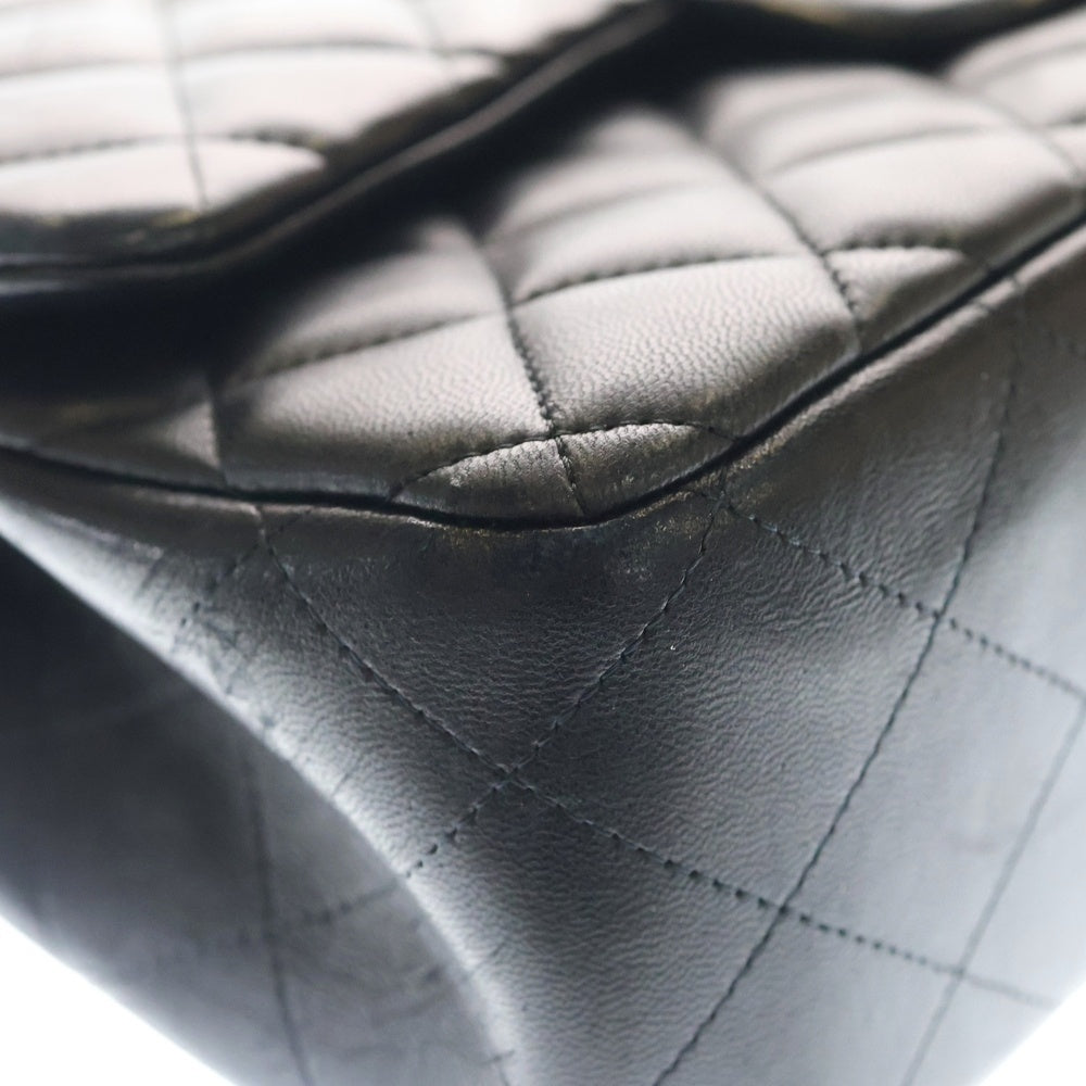 CHANEL(シャネル) マトラッセ30 Wフラップ Wチェーン ラムスキン ゴールド金具 ブラック レディース