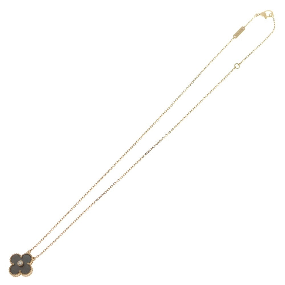 Van Cleef & Arpels(ヴァンクリーフアンドアーペル) ヴィンテージアルハンブラ オブシディアン ダイヤ ネックレス 2023年ホリデー限定 Au750 K18 PG ピンクゴールド VCARP9T000 レディース