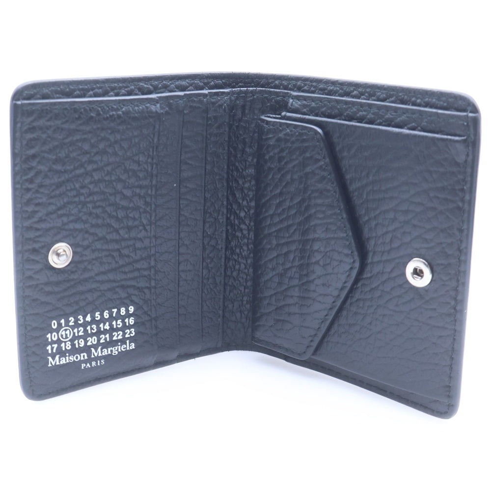 Maison Martin Margiela(メゾンマルタンマルジェラ) ポッパーウォレット 2つ折り財布 コンパクトウォレット コインケース ブラック レザー シルバー金具