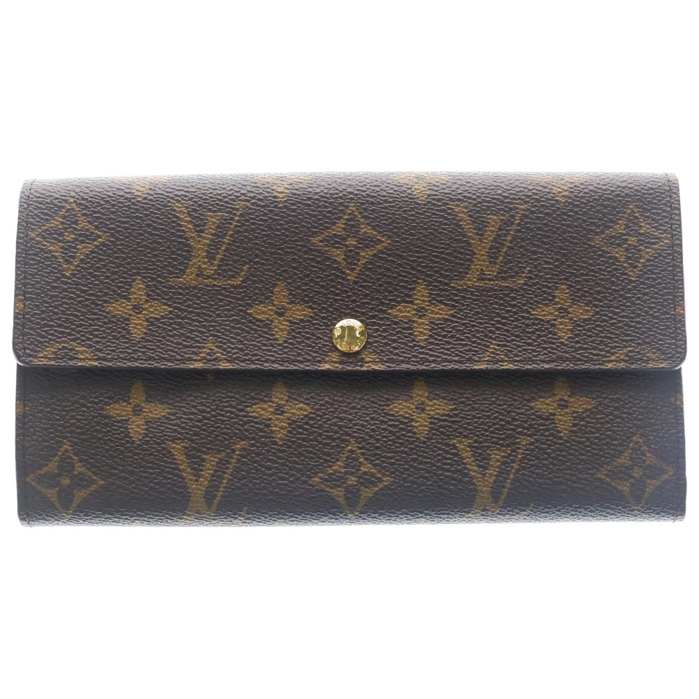LOUIS VUITTON(ルイヴィトン) モノグラム ポルトフォイユ・サラ ロングウォレット 長財布 カードケース ブラウン レザー×PVC M61734 ゴールド金具 レディース