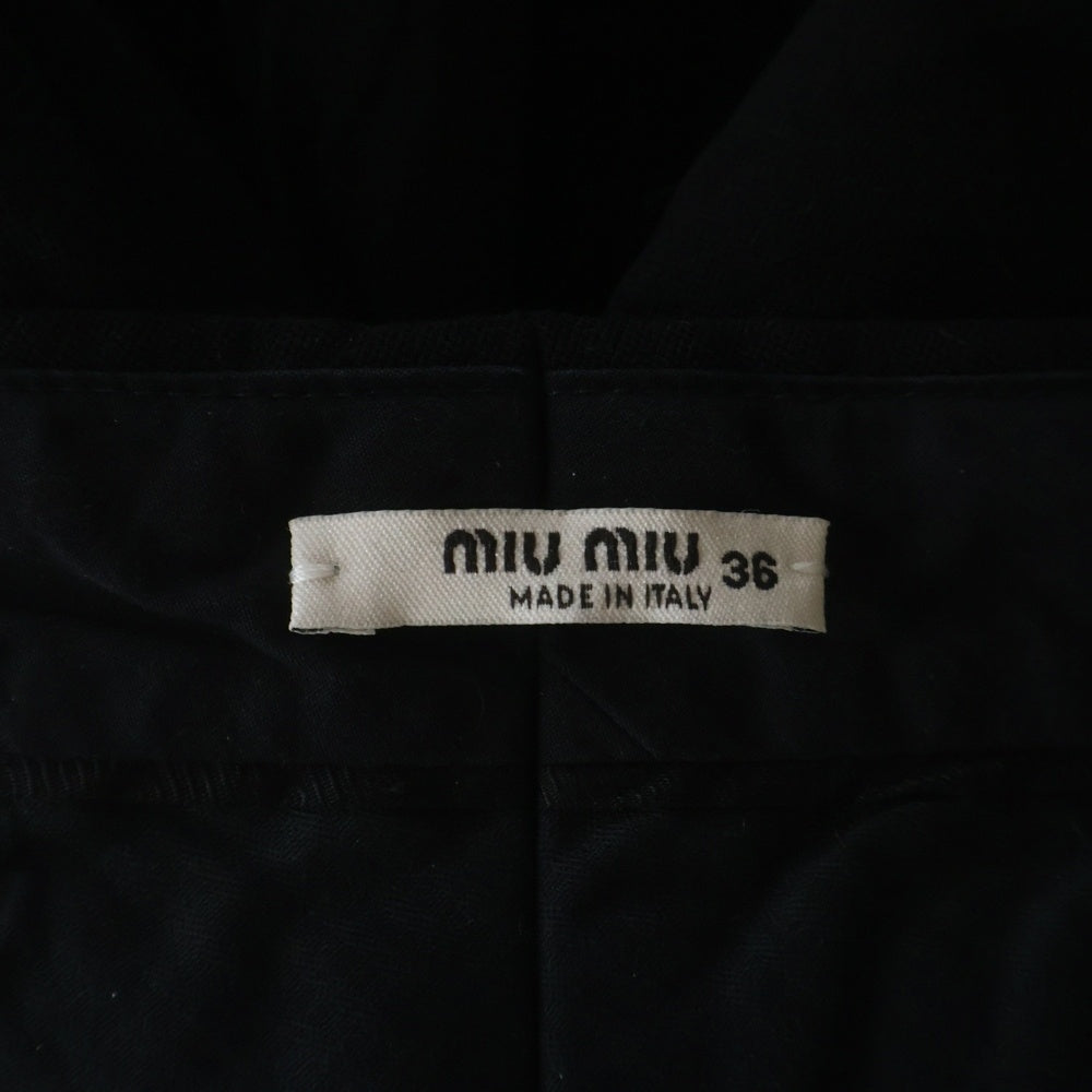 miumiu(ミュウミュウ) 20AW サイドライン 2タック ウール ショート ハーフパンツ ショーツ ブラック レディース MP1425