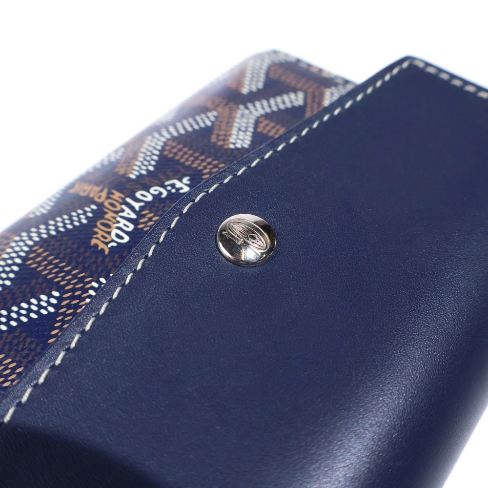 GOYARD(ゴヤール) サン ガブリエル PVC コーティングキャンバス レザー コンパクトウォレット 三つ折り財布 ネイビー レディース