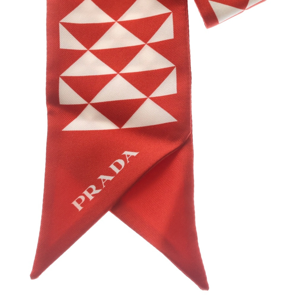 PRADA(プラダ) シルクスカーフ レッド×ホワイト 1FF008 レディース