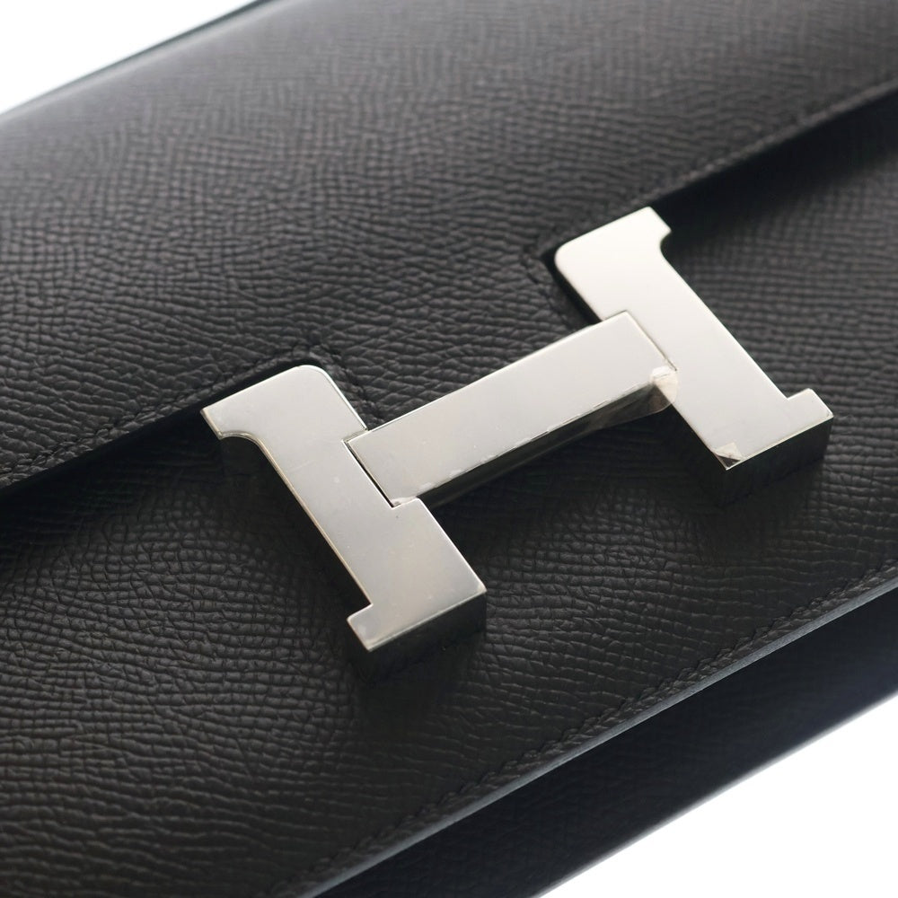 HERMES(エルメス) コンスタンス エラン エプソン レザー Hロゴ ショルダーバッグ シルバー金具 ブラック K刻印 レディース