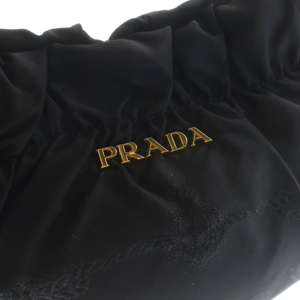 PRADA(プラダ) リボン ハンドバッグ ショルダーバッグ ブラック ナイロン×レザー ゴールド金具 レディース