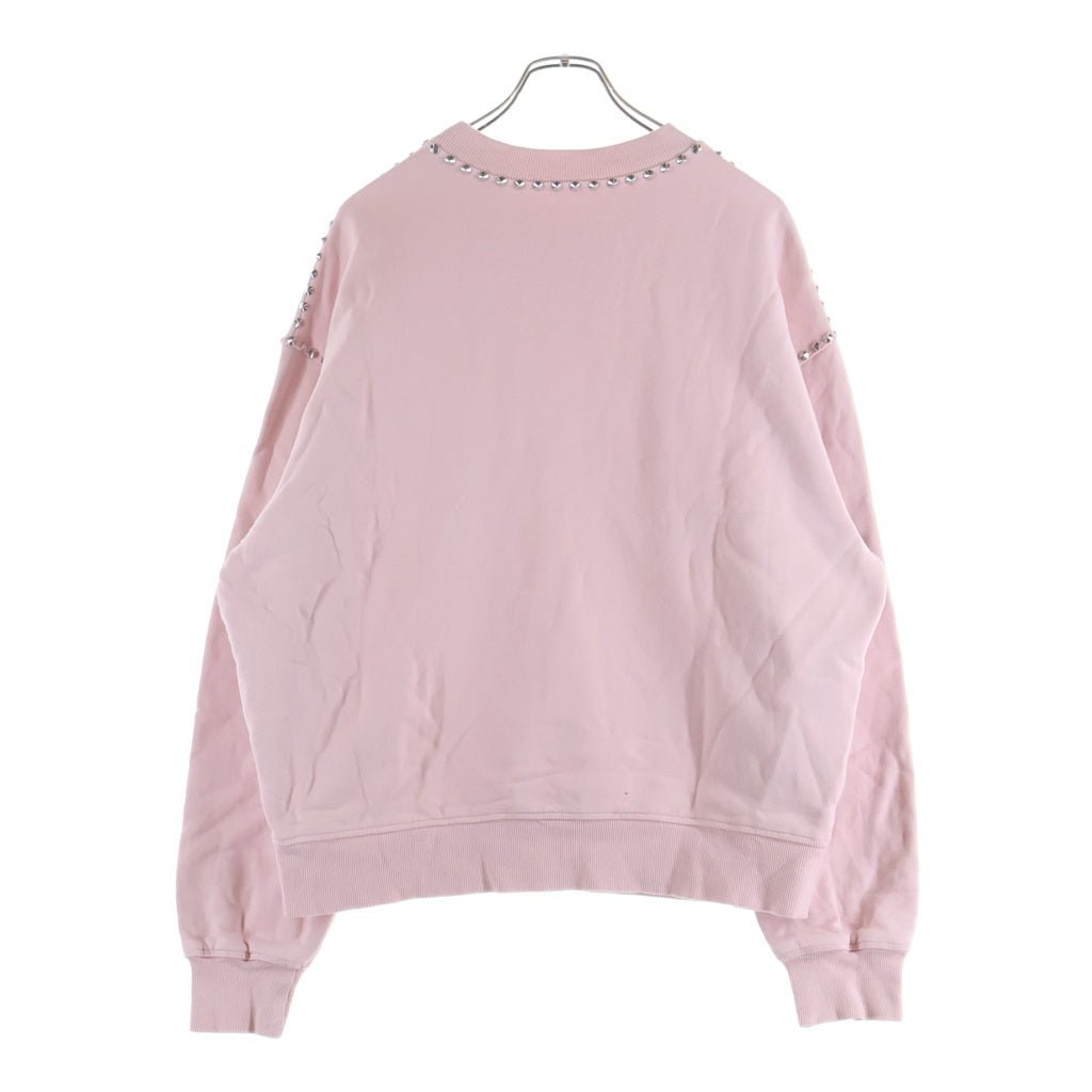miumiu(ミュウミュウ) 21AW LEAGUE リーグ ロゴプリント スタッズ クルーネック プルオーバー スウェット トレーナー ピンク MJL800 レディース