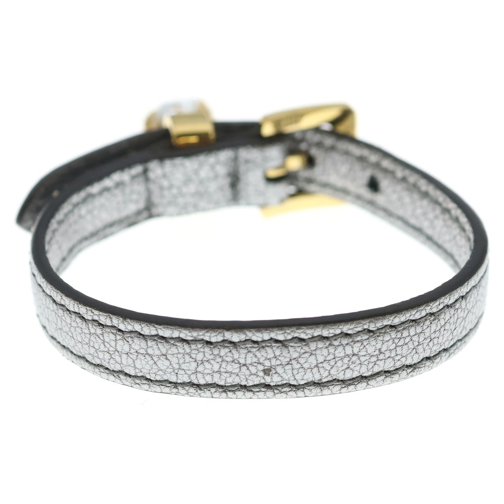 miumiu(ミュウミュウ) マドラス ハートビジュー ブレスレット クロモ シルバー レザー 5IB253 ゴールド金具 レディース