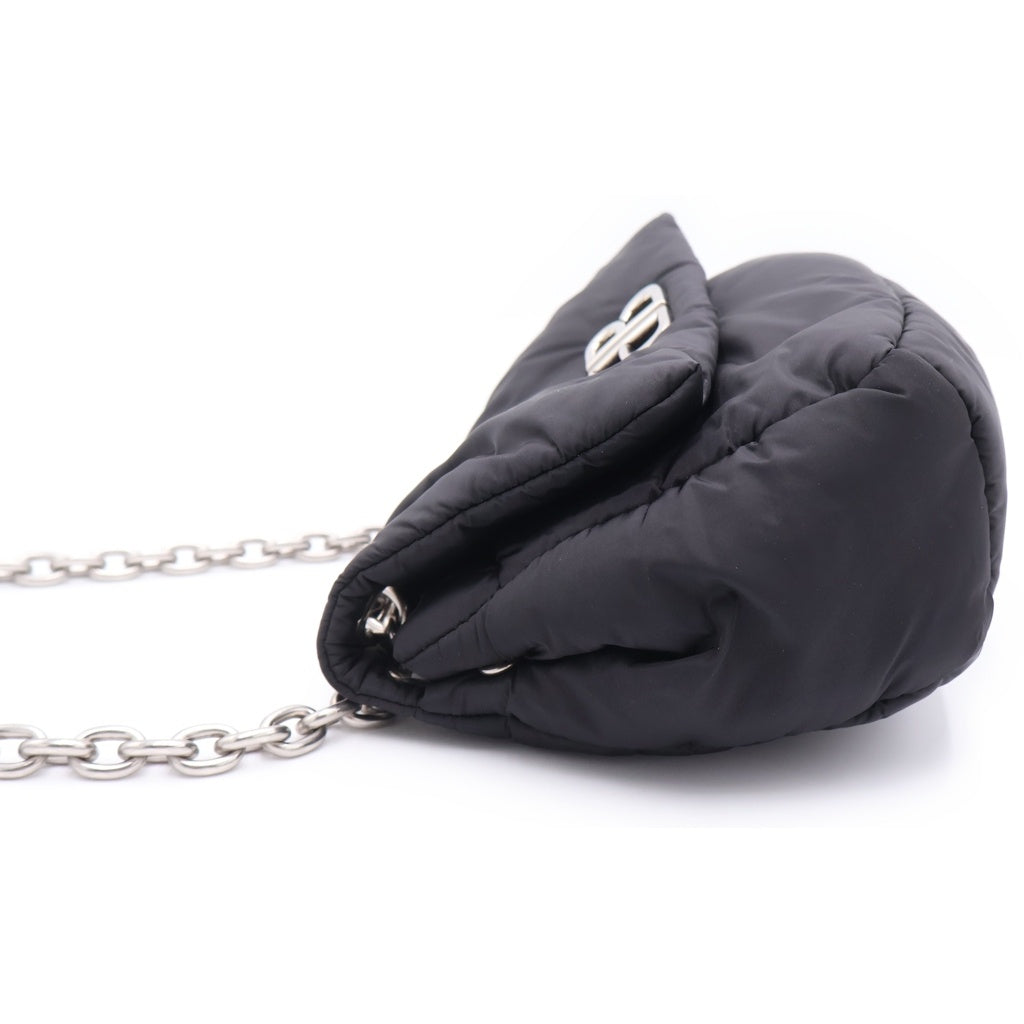 BALENCIAGA(バレンシアガ) モナコ ミニ チェーンショルダーバッグ ブラック ナイロン 792977 1000・M23・4202 シルバー金具 レディース