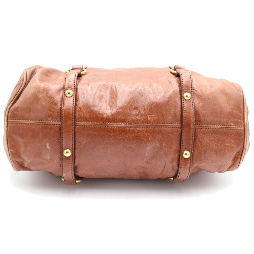 miumiu(ミュウミュウ) ヴィッテロシャイン 2WAYハンドバッグ ショルダーバッグ ブラウン レザー RN0685 ゴールド金具 レディース