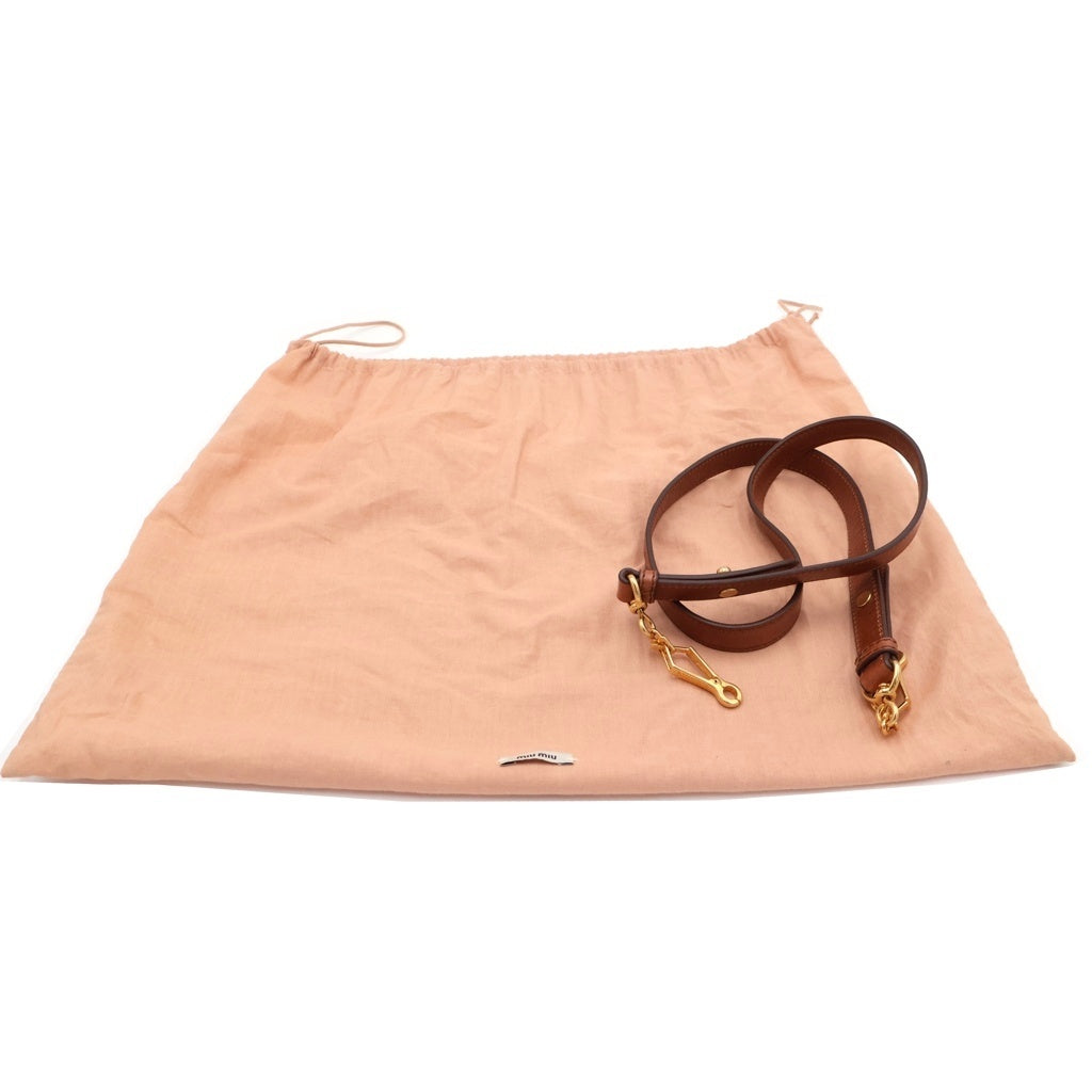 miumiu(ミュウミュウ) ヴィッテロシャイン 2WAYハンドバッグ ショルダーバッグ ブラウン レザー RN0685 ゴールド金具 レディース