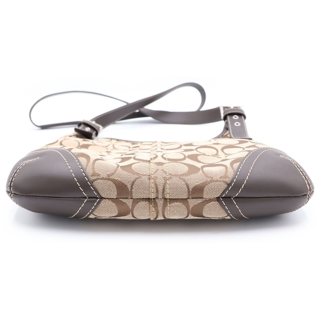 COACH(コーチ) シグネチャー ハンプトンズ ショルダーバッグ ブラウン×ベージュ キャンバス×レザー F11193 シルバー金具 レディース