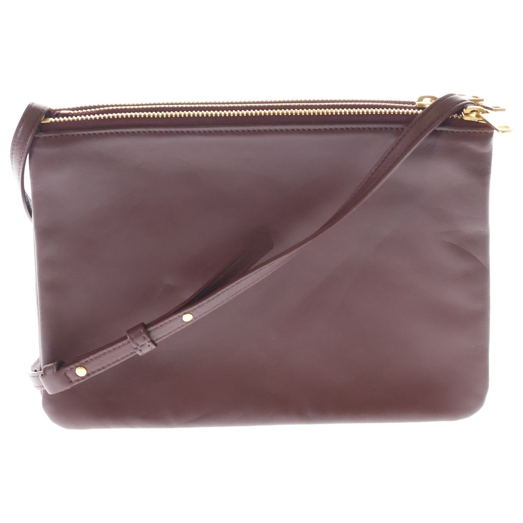 CELINE(セリーヌ) トリオ ラージ ショルダーバッグ ボルドー レザー レディース