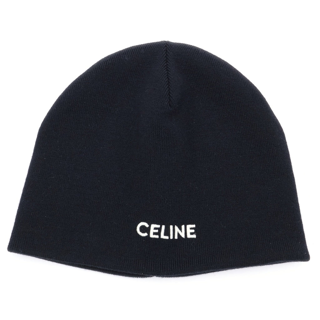 CELINE(セリーヌ) ロゴ ニット キャップ ビーニー ブラック