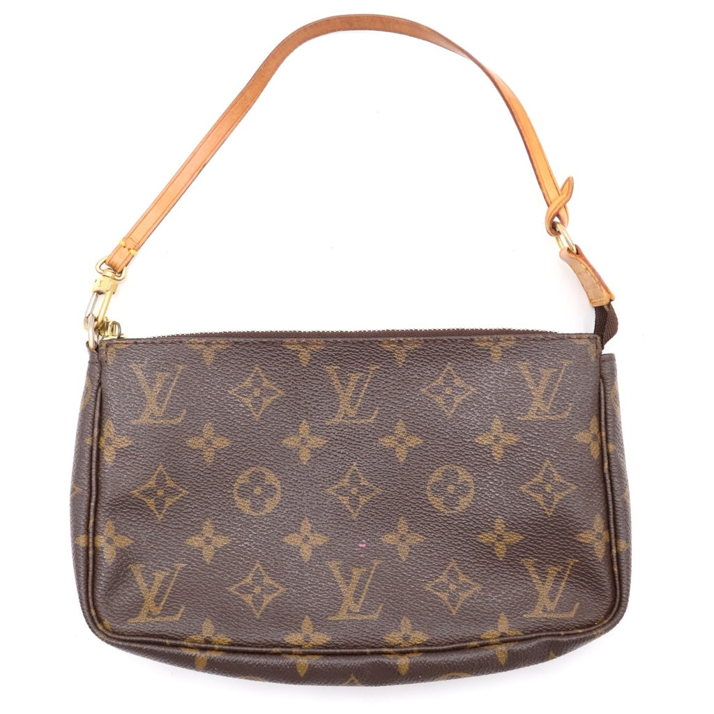 LOUIS VUITTON(ルイヴィトン) モノグラム ポシェットアクセソワール ハンドバッグ ポーチ ケース ブラウン レザー×PVC M51980 ゴールド金具 レディース