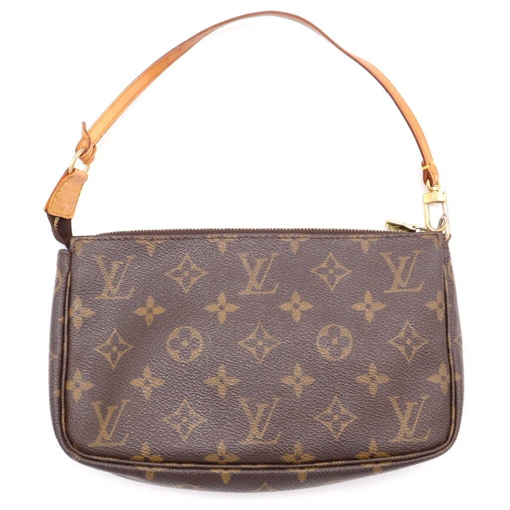 LOUIS VUITTON(ルイヴィトン) モノグラム ポシェットアクセソワール ハンドバッグ ポーチ ケース ブラウン レザー×PVC M51980 ゴールド金具 レディース