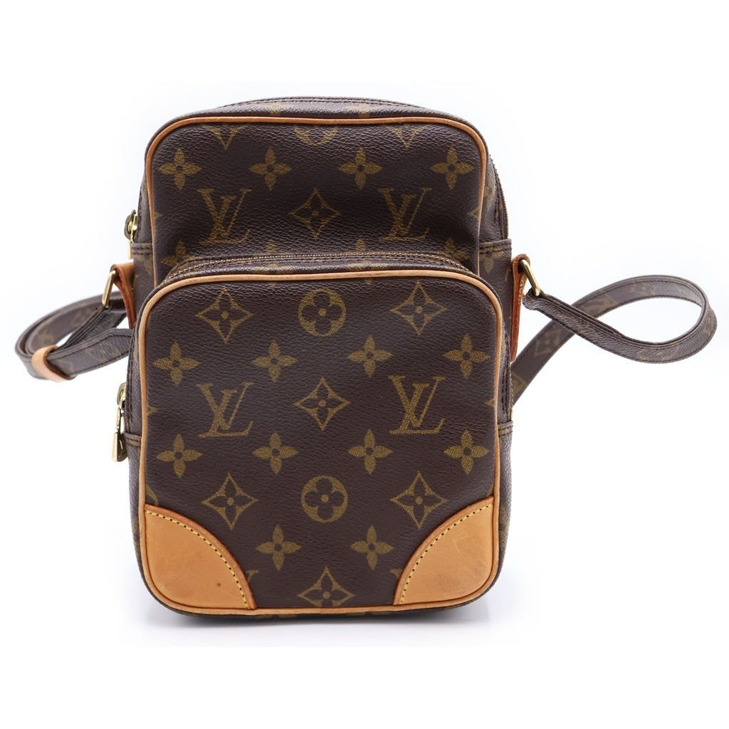 LOUIS VUITTON(ルイヴィトン) モノグラム アマゾン ショルダーバッグ ミニバッグ ブラウン レザー×PVC M45236 ゴールド金具 レディース