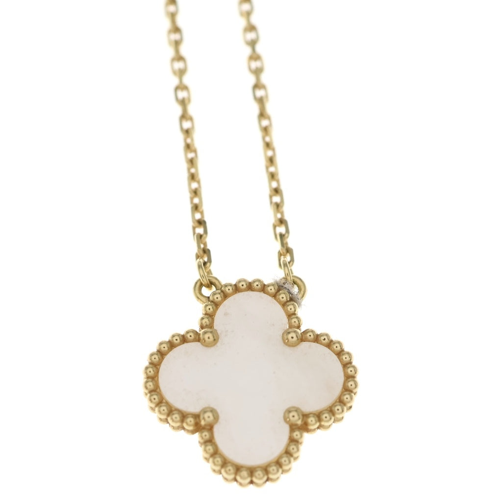 Van Cleef & Arpels(ヴァンクリーフアンドアーペル) ヴィンテージアルハンブラ マザーオブパール ネックレス ペンダント チェーン ゴールド×ホワイト Au750YG 5.2g VCARA45900 レディース