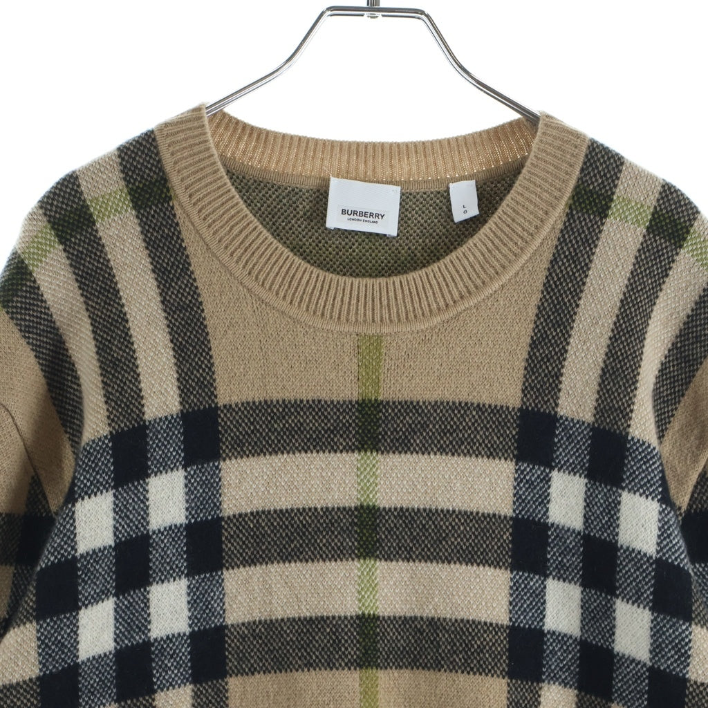 BURBERRY(バーバリー) ノバチェック ソフトペンニット カシミヤセーター ベージュ 8041286 #L レディース